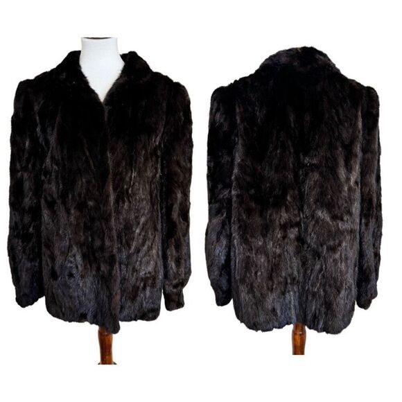 PD Furs Mink Fur Coat Dark Brown Vintage Size Large - Picture 7 of 7